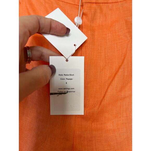 NWT Cami NYC Linen High Waisted Rabia Tailored Short Orange Women's Size: 8 - Picture 5 of 8